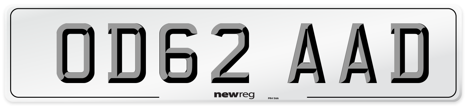 OD62 AAD Number Plate from New Reg